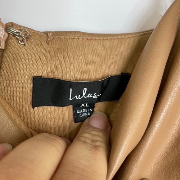 Lulu's Caramel Bodycon Faux Leather Mini Dress Size XL - Picture 12 of 16